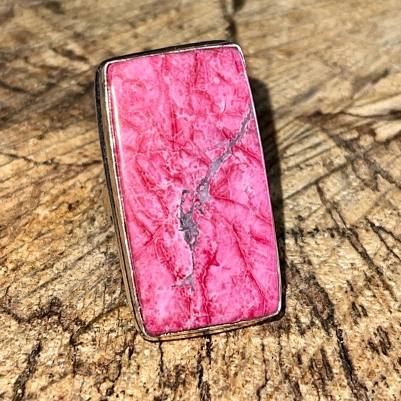 Beautiful Oversize Pink Sea Sediment Jasper Ring 6 1/2 - Picture 5 of 10